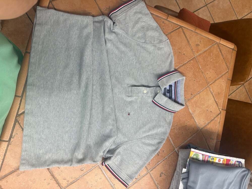 Tommy Hilfiger Men's Performance Pique Tipped Collar Polo Shirt Grey Size L